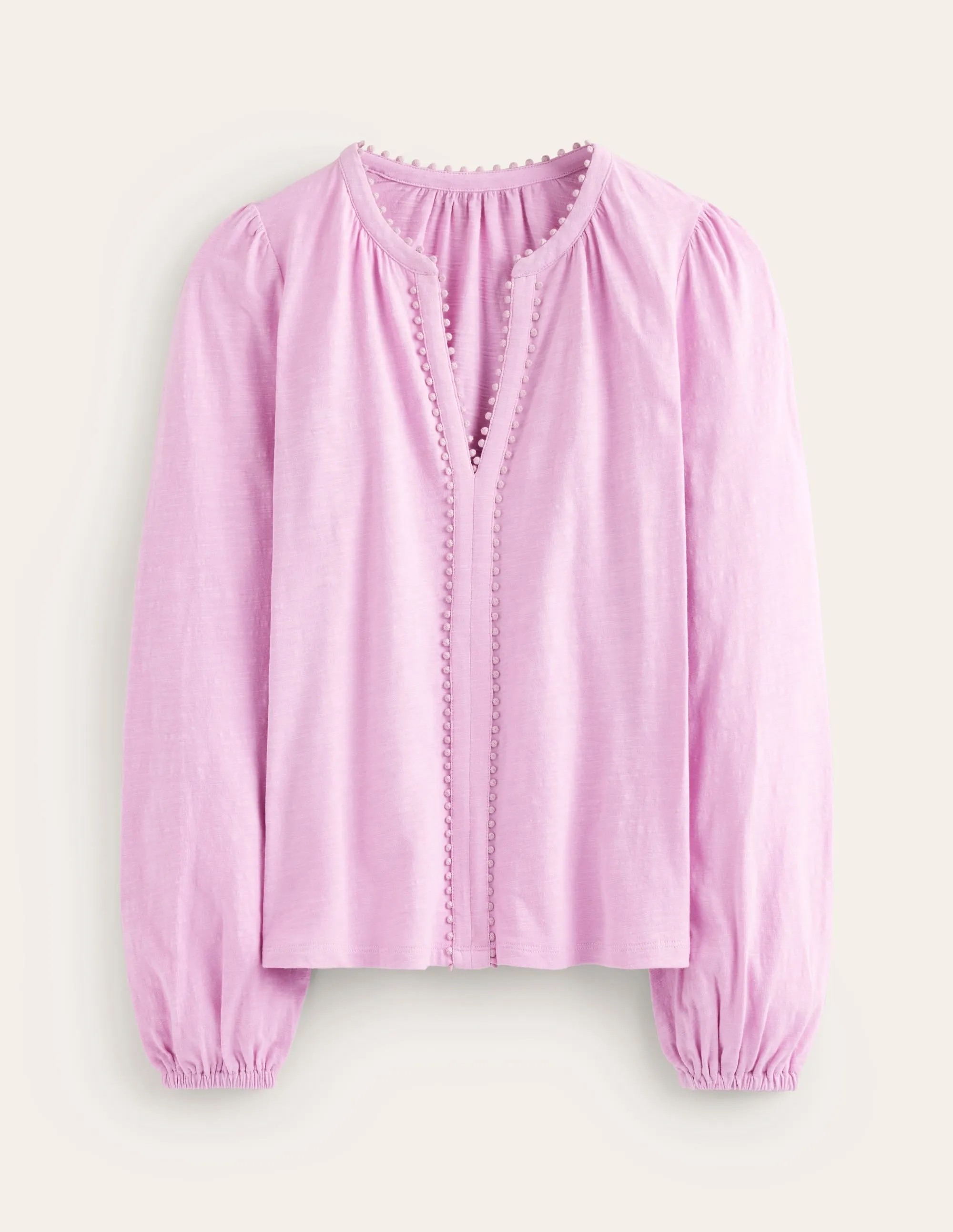 Ali Long Sleeve Pom Top-Soft Lavendar