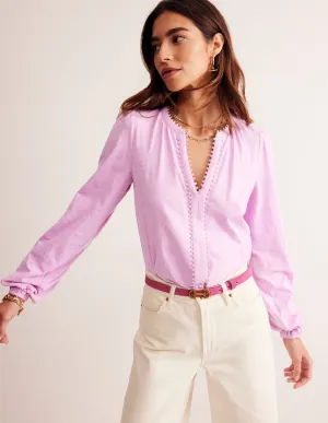Ali Long Sleeve Pom Top-Soft Lavendar