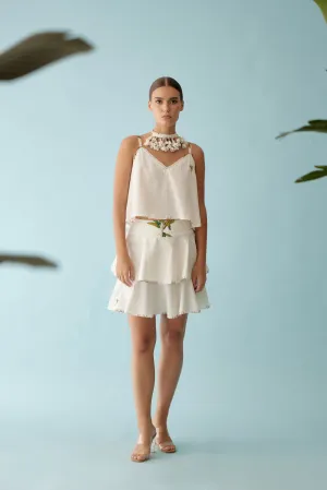 Cream double layer skirt