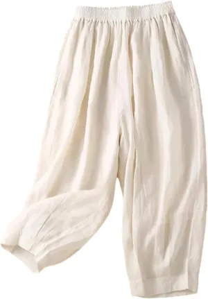 Dndrdhfb Women's Solid Color High Waisted Wide Leg Pants Casual Breathable Harem Pants