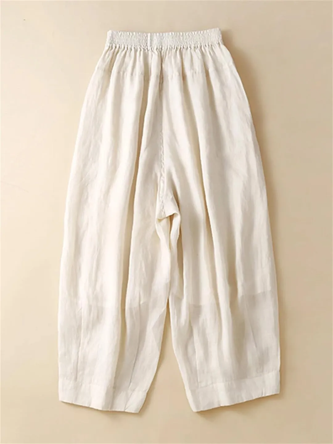 Dndrdhfb Women's Solid Color High Waisted Wide Leg Pants Casual Breathable Harem Pants