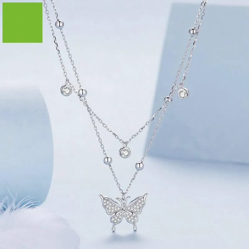 Double-layer Fringed Butterfly Necklace