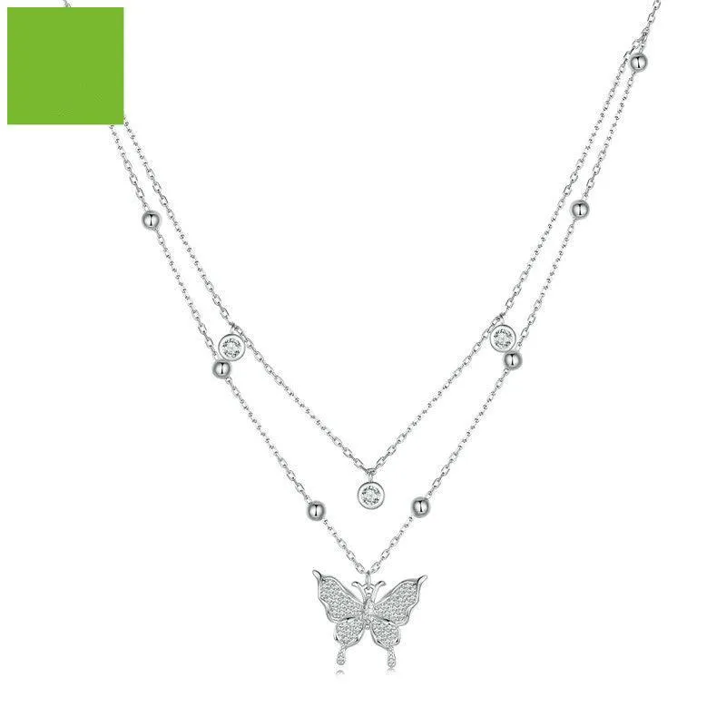 Double-layer Fringed Butterfly Necklace
