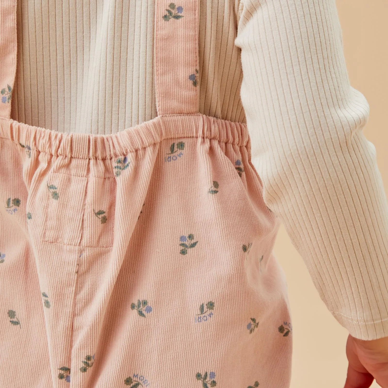 Floral Frilled Corduroy Overalls