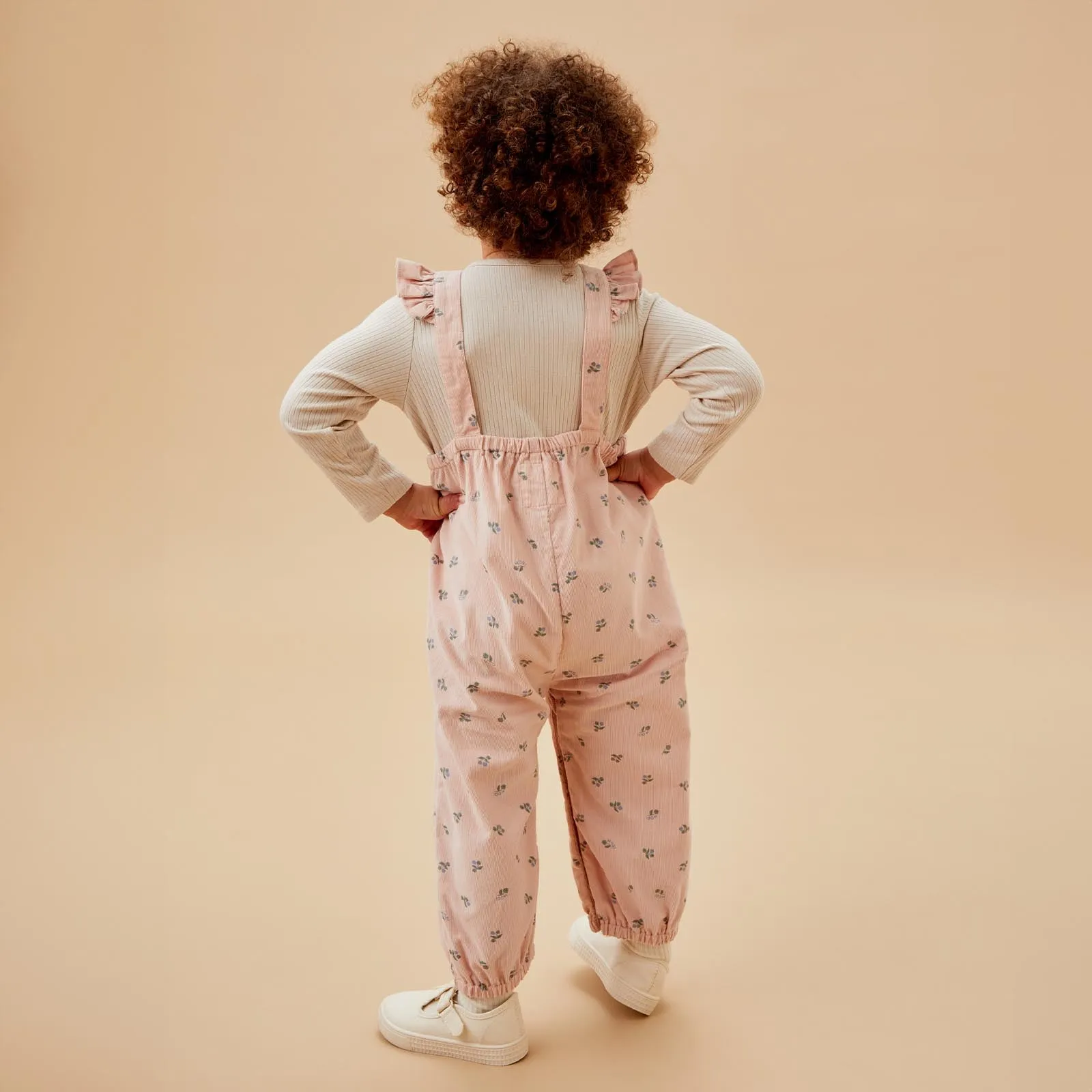 Floral Frilled Corduroy Overalls