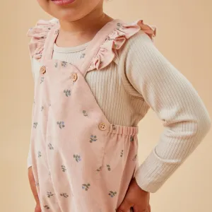 Floral Frilled Corduroy Overalls