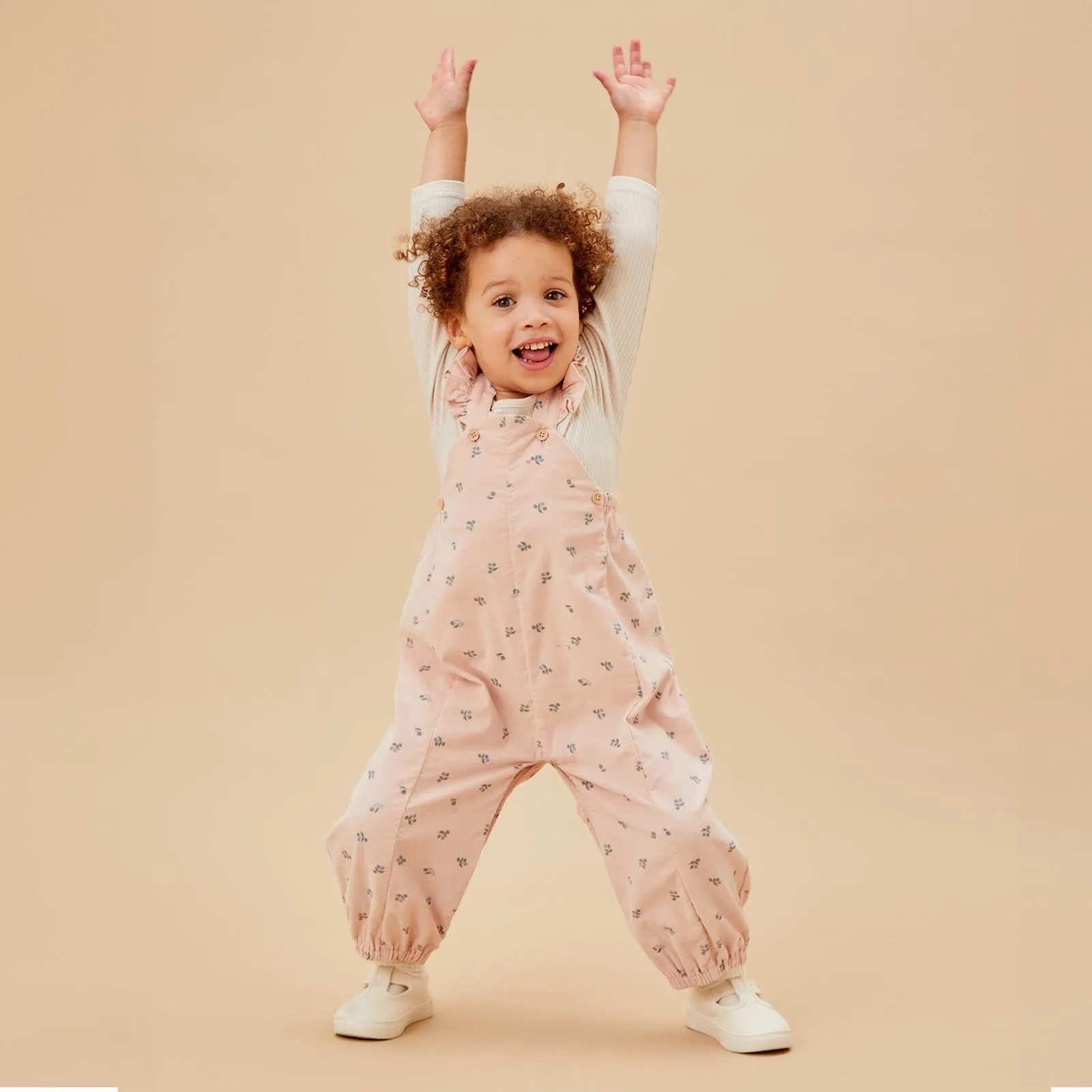 Floral Frilled Corduroy Overalls