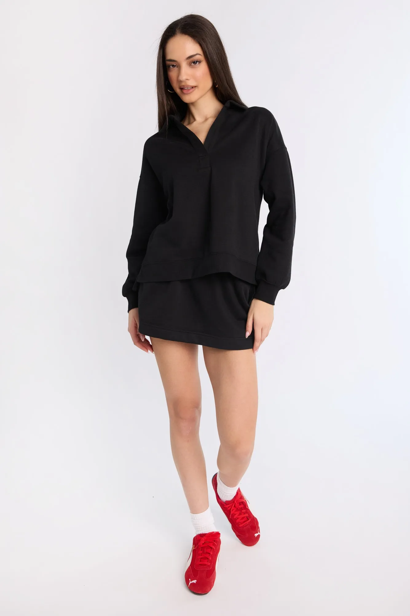 Long Sleeve Polo Sweatshirt