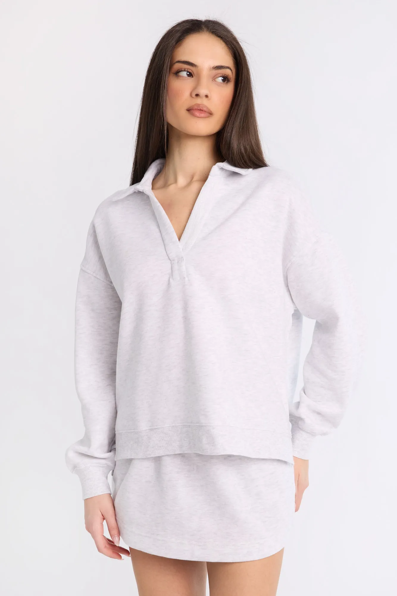 Long Sleeve Polo Sweatshirt