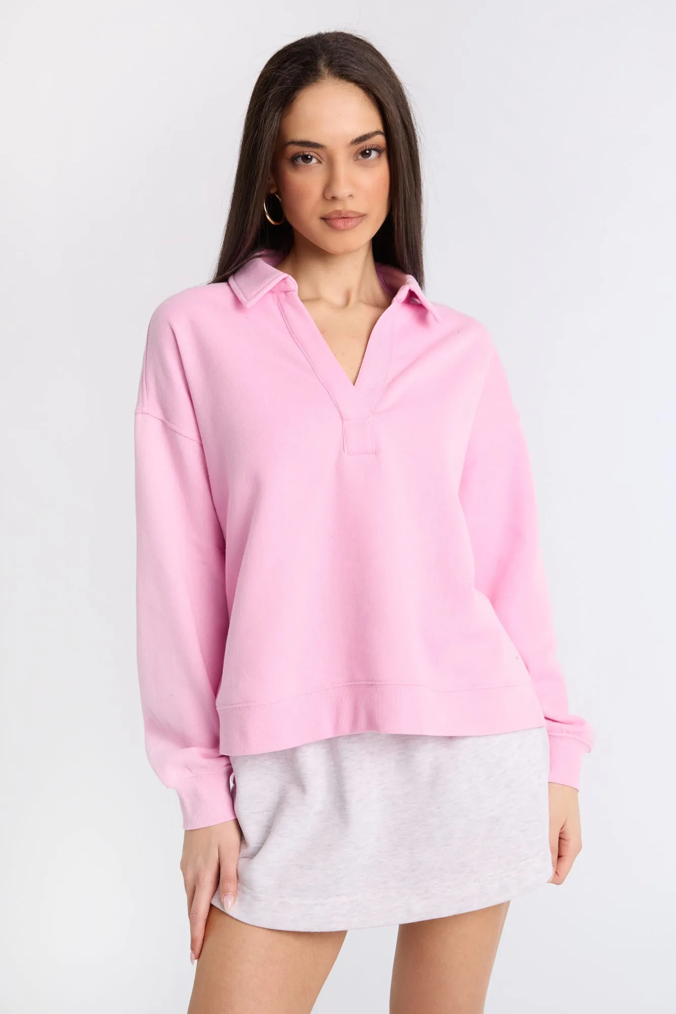 Long Sleeve Polo Sweatshirt
