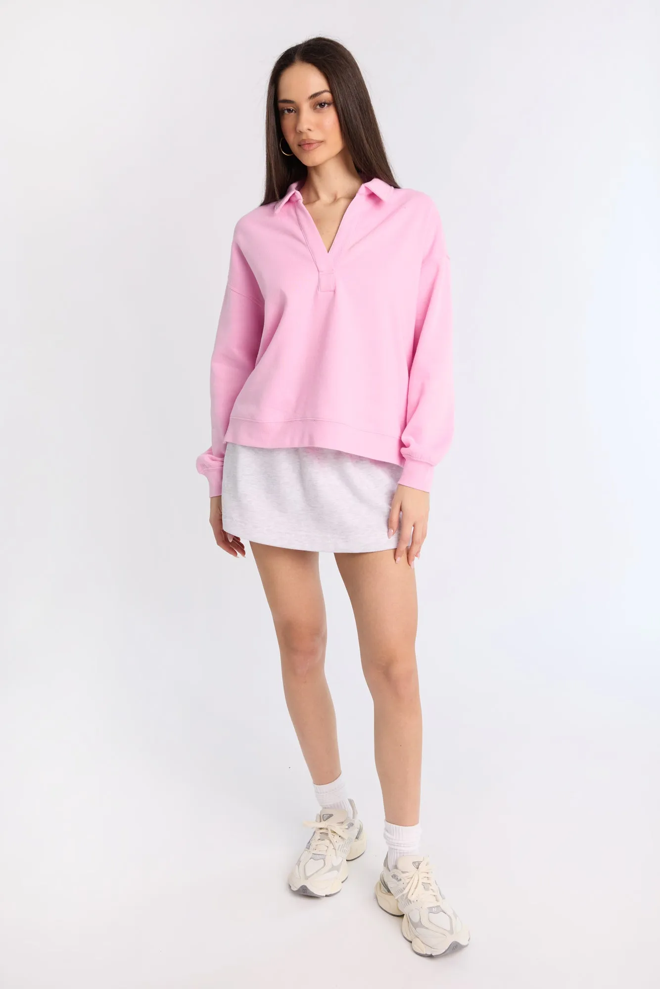 Long Sleeve Polo Sweatshirt