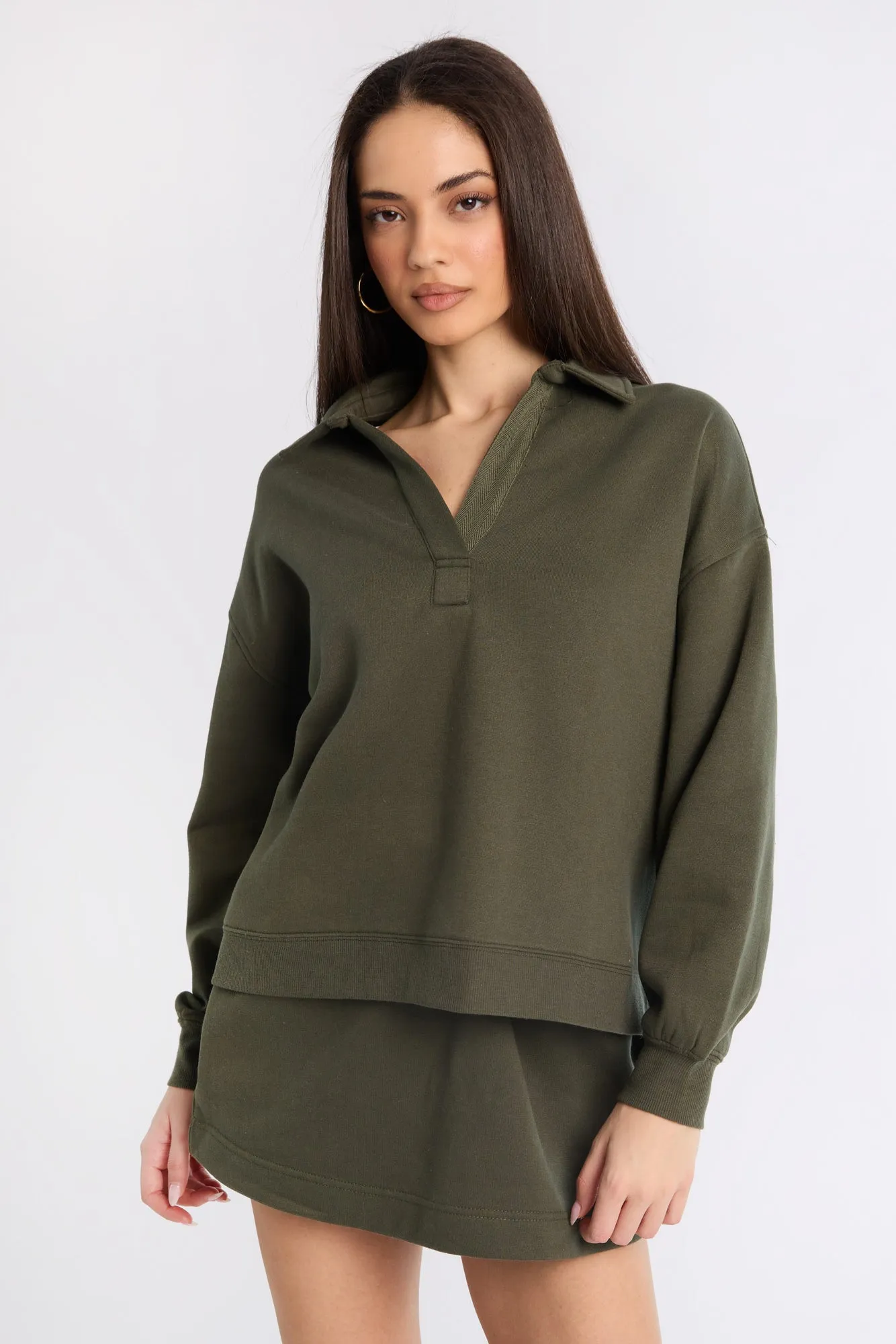 Long Sleeve Polo Sweatshirt