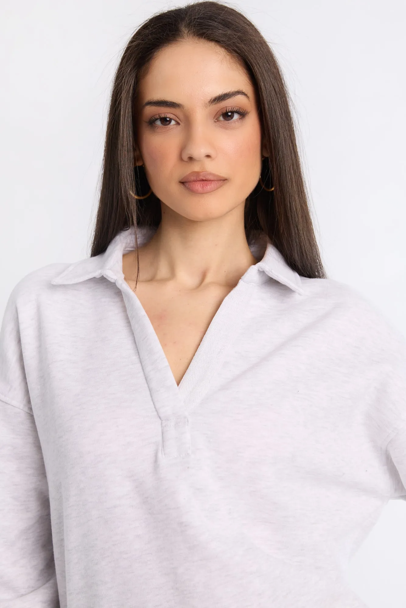 Long Sleeve Polo Sweatshirt