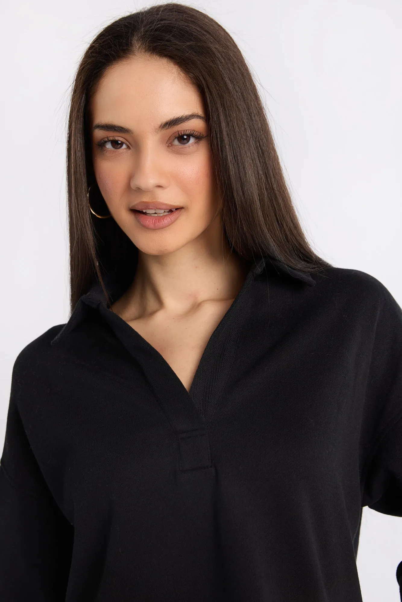 Long Sleeve Polo Sweatshirt