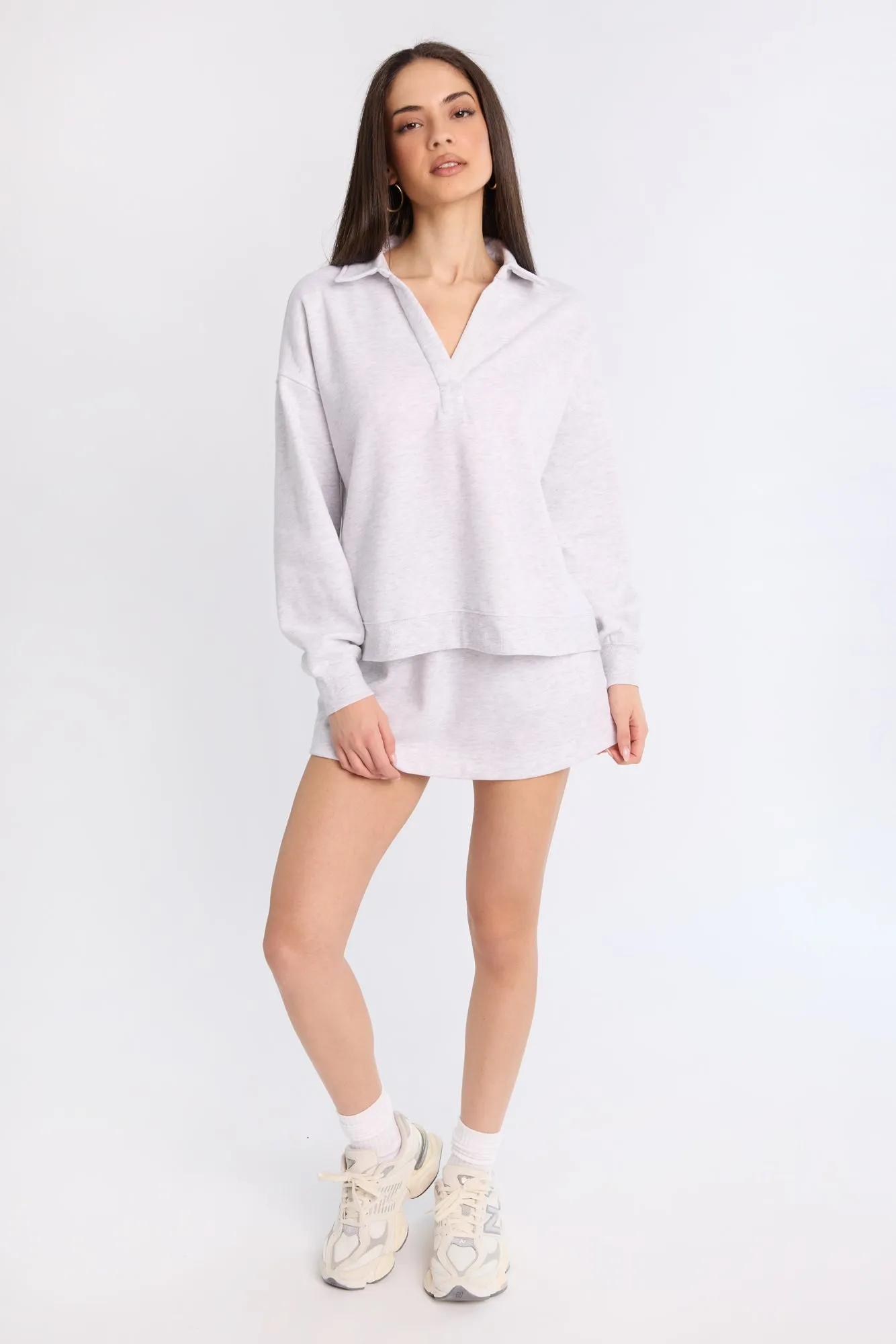 Long Sleeve Polo Sweatshirt