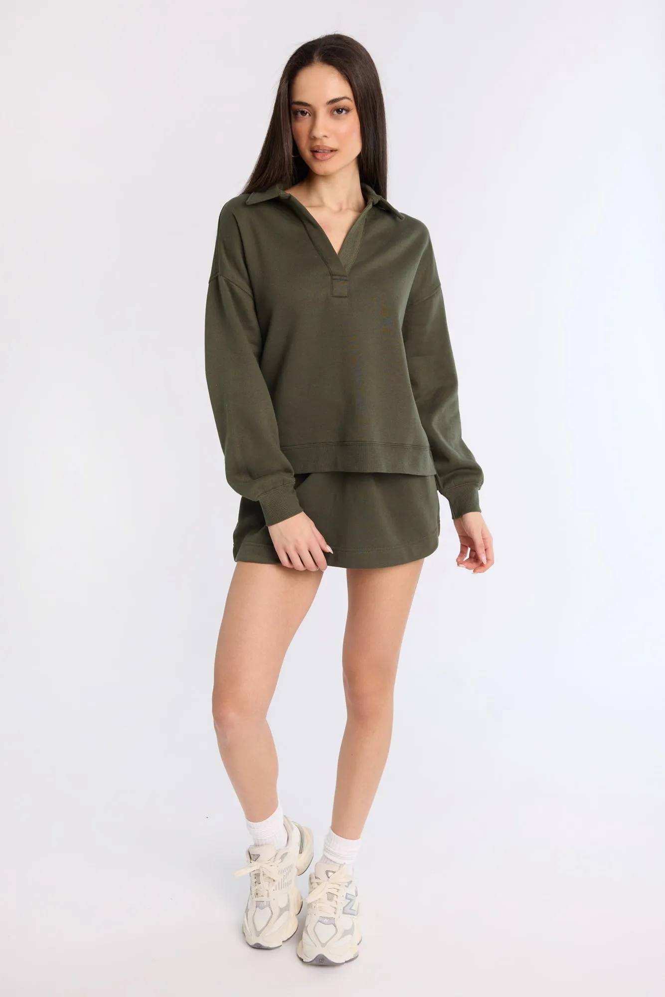 Long Sleeve Polo Sweatshirt