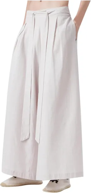 Men's Cotton Linen Harem Pants Linen Japanese Breathable Hip Hop Baggy Skirt Pants Capri Pant