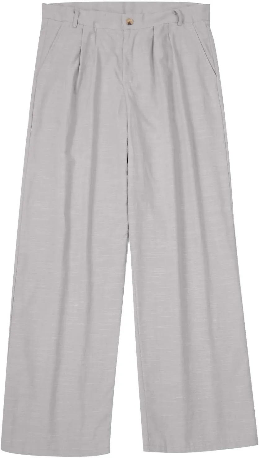 Mens Linen Pants Beach Wedding Formal Dress Pants Casual Summer Lightweight Breathable Wide Leg Trousers