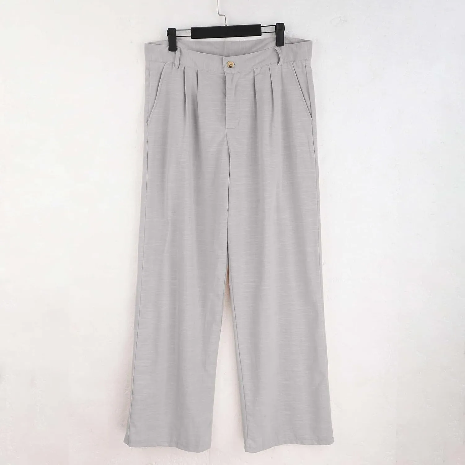 Mens Linen Pants Beach Wedding Formal Dress Pants Casual Summer Lightweight Breathable Wide Leg Trousers