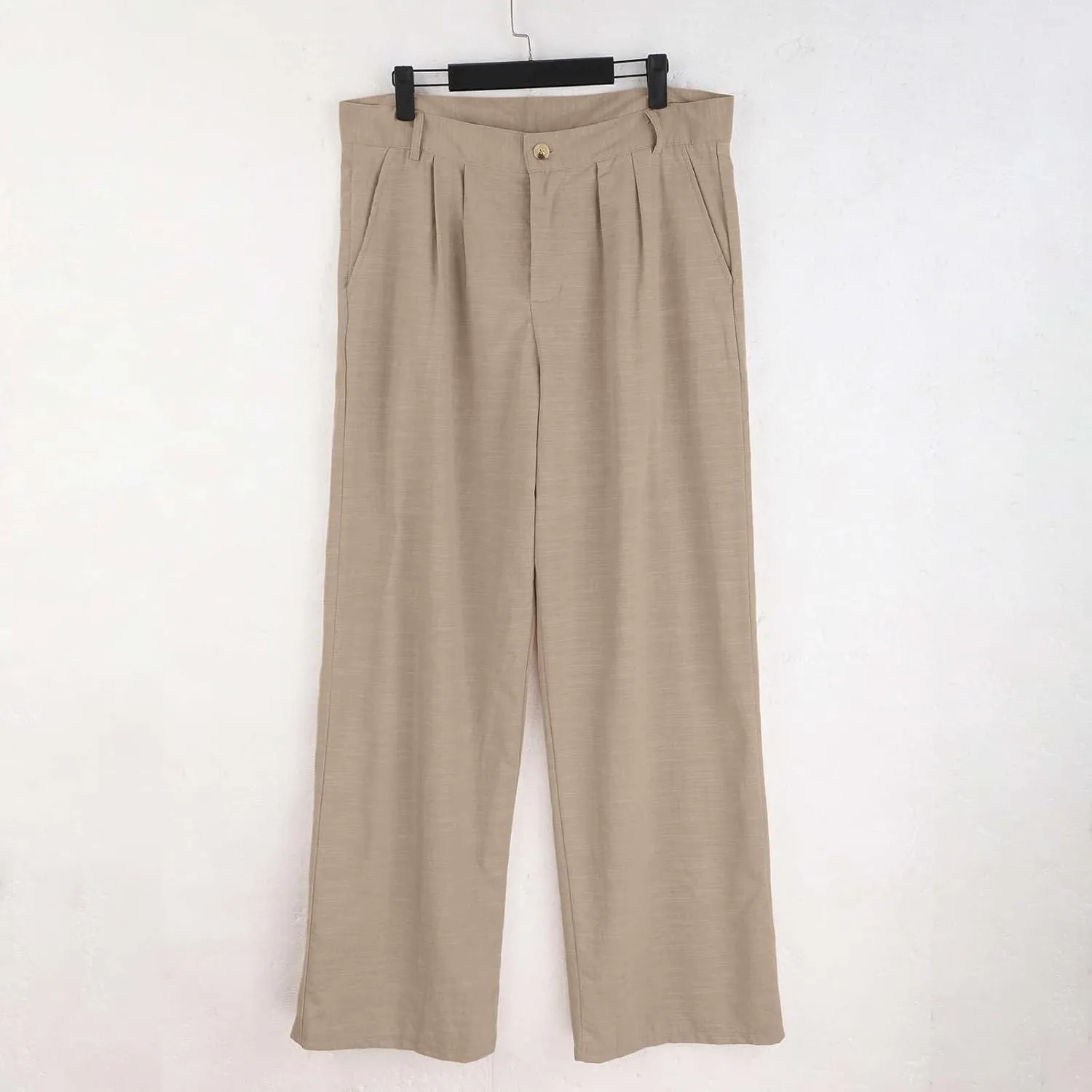 Mens Linen Pants Beach Wedding Formal Dress Pants Casual Summer Lightweight Breathable Wide Leg Trousers
