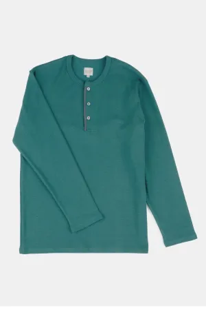 Men's Long Sleeve Henley Top - Teal