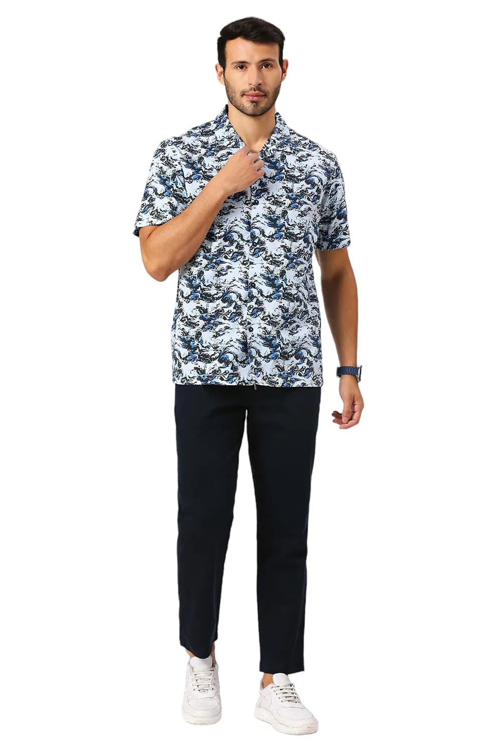 Relaxed Fit Cotton Digital Printed Halfsleeves Shirt