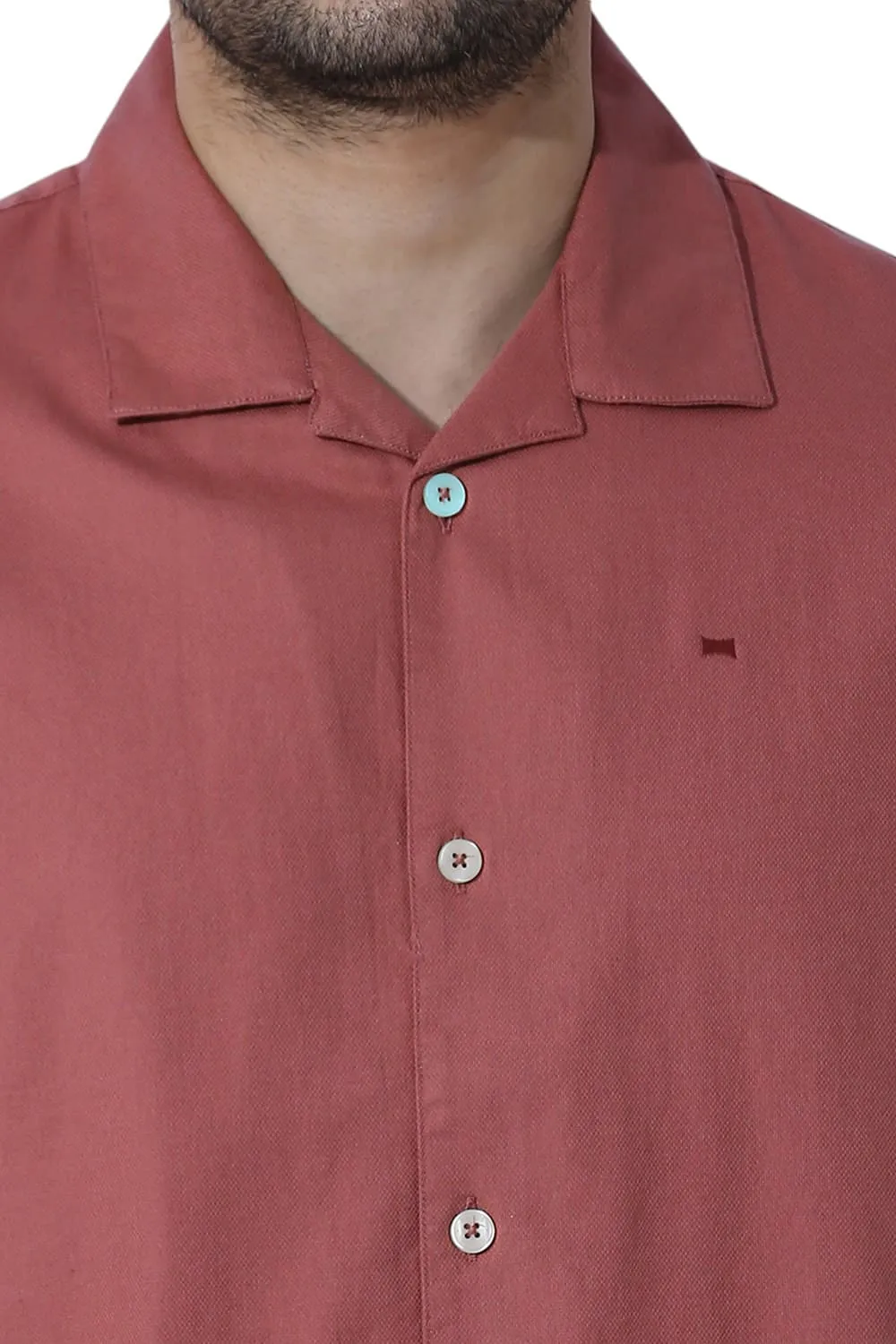 Relaxed Fit Cotton Dobby Halfsleeves Shirt