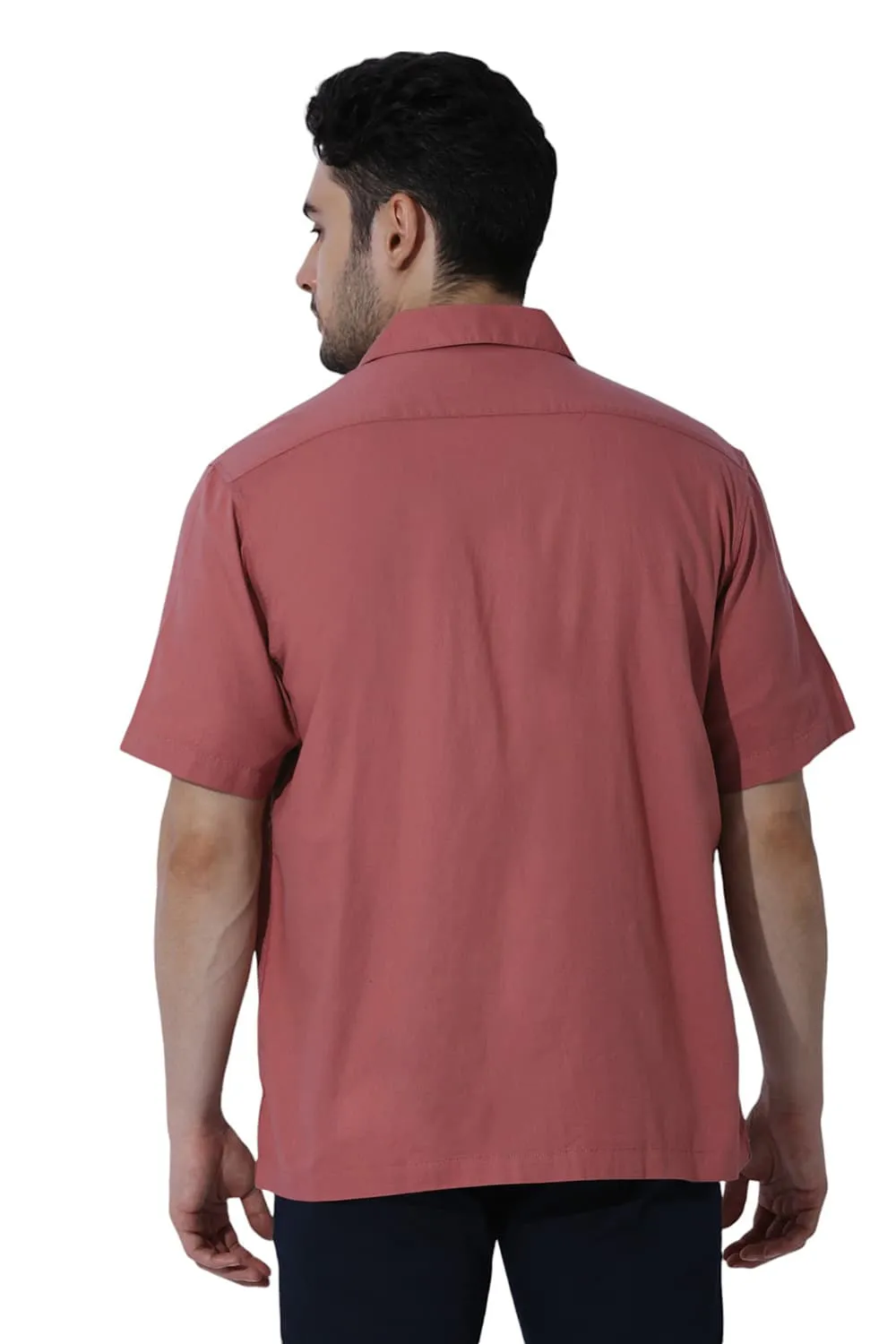 Relaxed Fit Cotton Dobby Halfsleeves Shirt