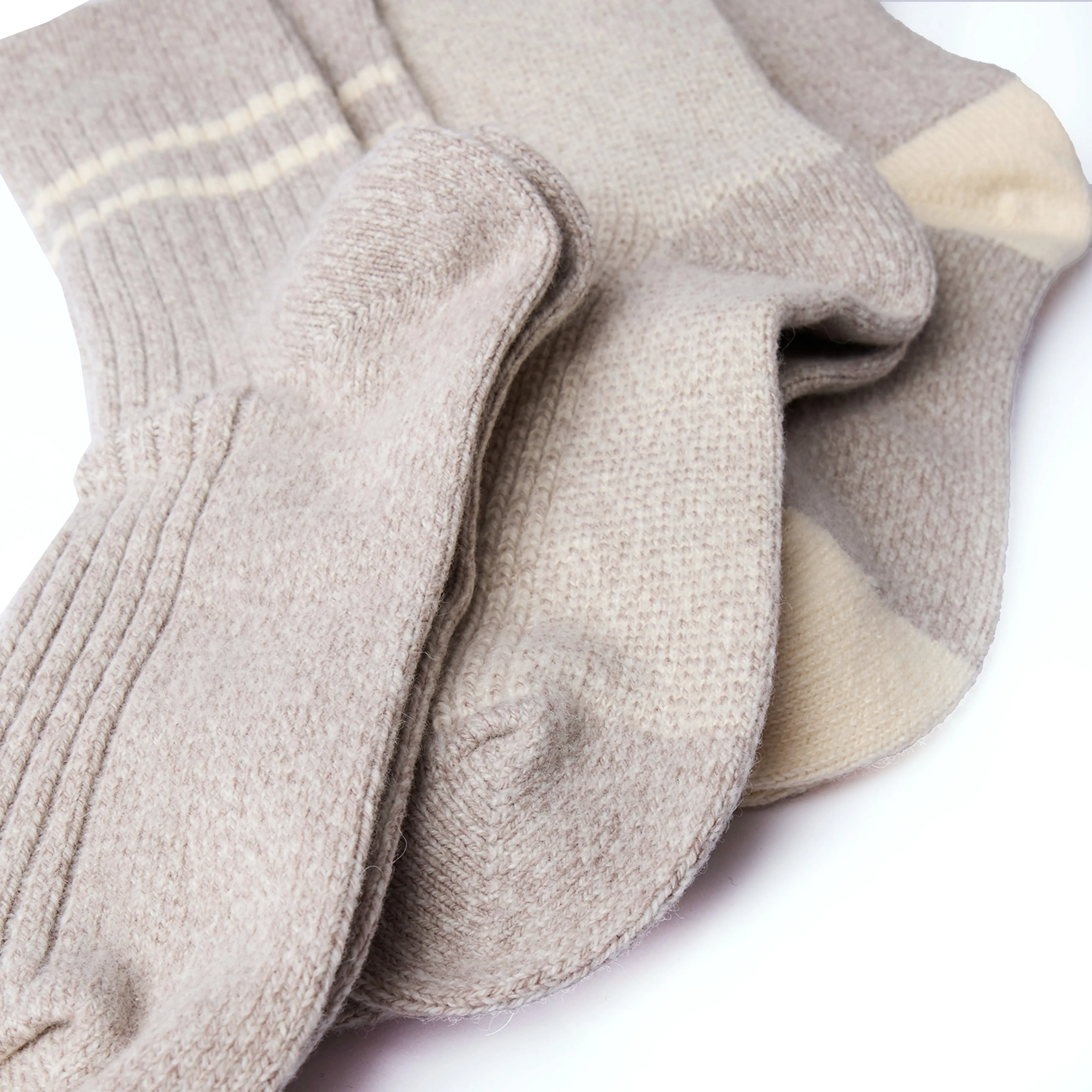 Rototo Recycle Cotton / Wool Daily 3 Pack Socks Gray / Off White