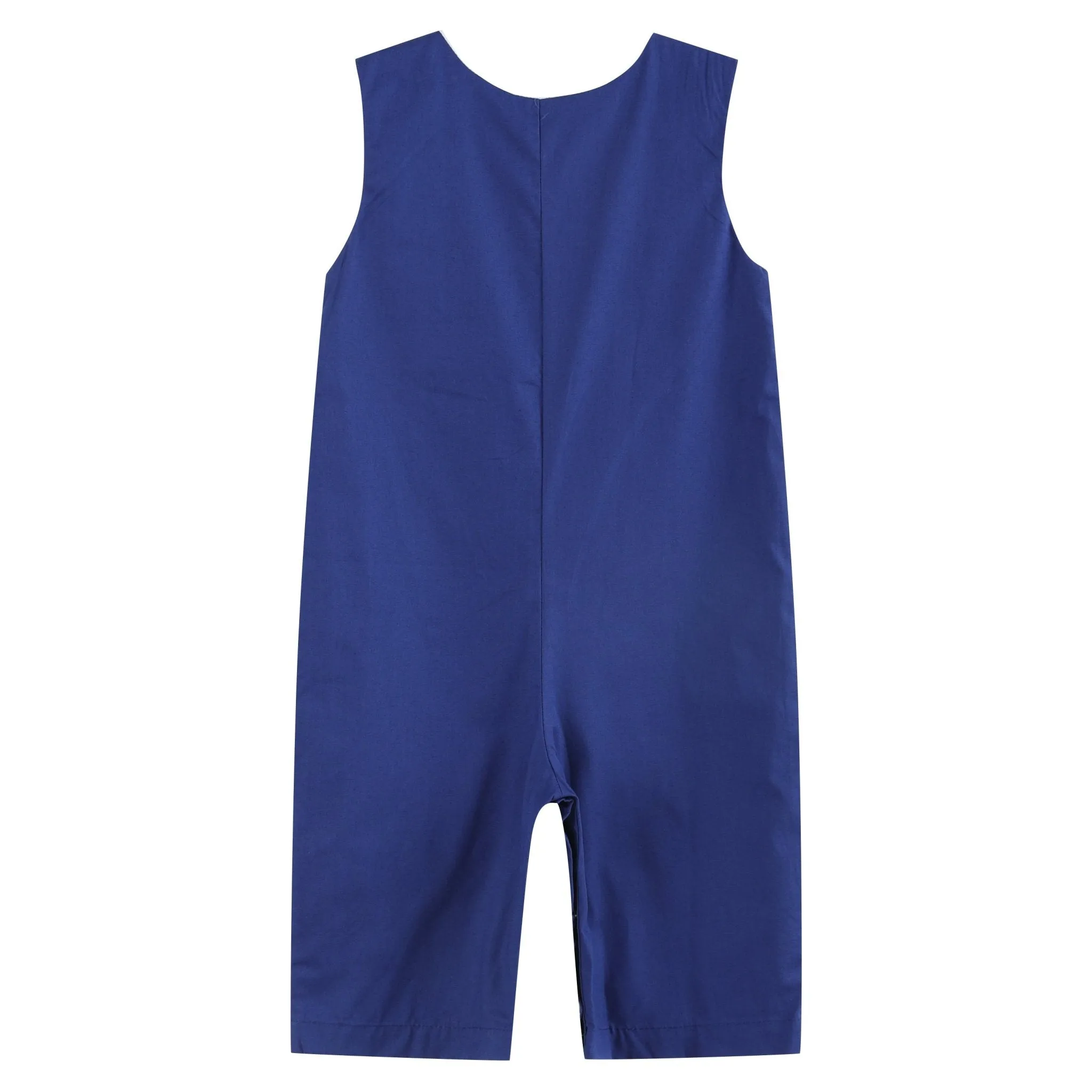 Royal Blue Santa and Sleigh Smocked Overalls
