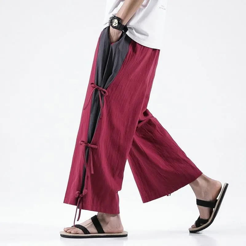 Summer Chinese Style Male Loose Cross Pants Casual Harem Pants Men Hip Hop Baggy Streetwear Men Breathable Trousers