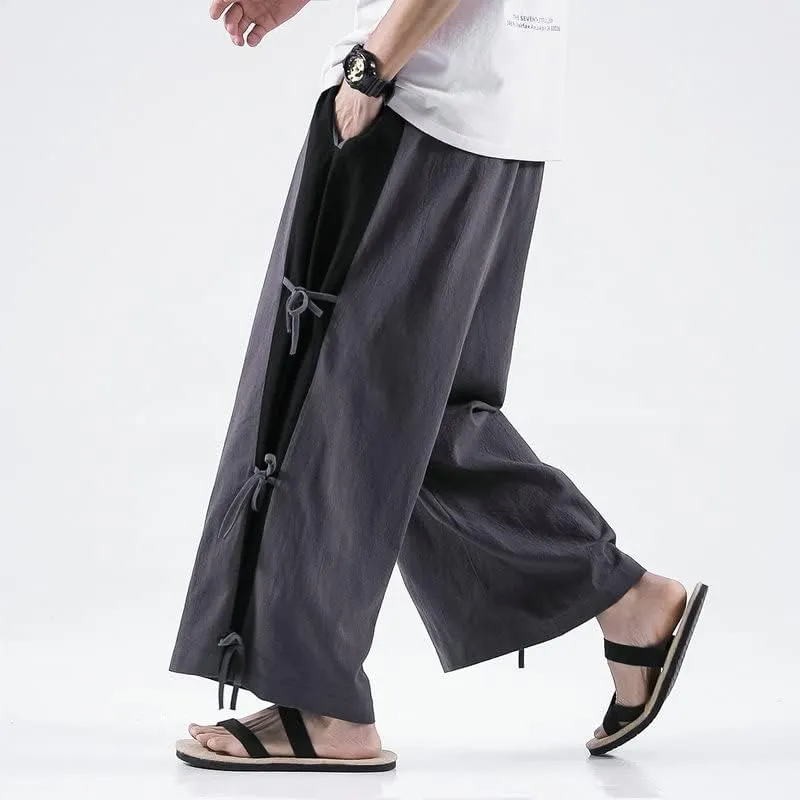 Summer Chinese Style Male Loose Cross Pants Casual Harem Pants Men Hip Hop Baggy Streetwear Men Breathable Trousers