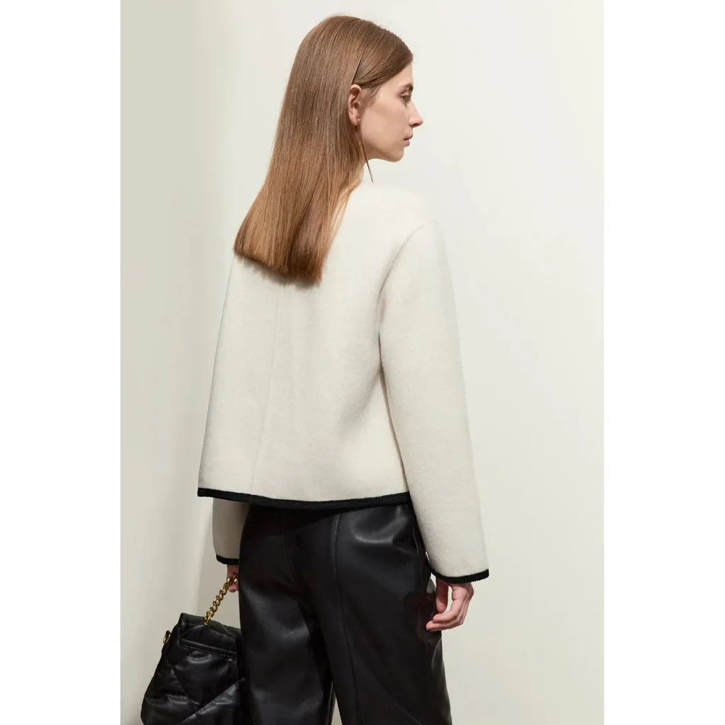 Trendy Crewneck Women Woolen Coat